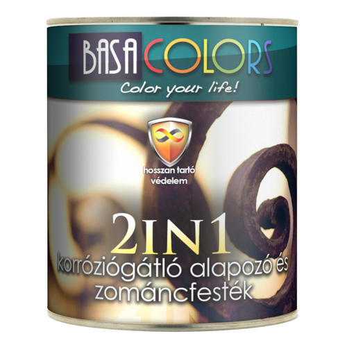 2 in 1 korróziógátló alapozó + matt fényű zománcfesték szürke Basa Colors 2,5l