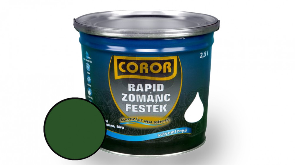Coror rapid korróziógátló alapozó + selyemfényű zománcfesték zöld Ral 6001 2,5l