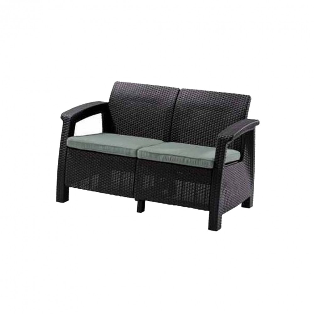 Corfu love seat, grafit színben, világos szürke párnával BAUplaza Kft.