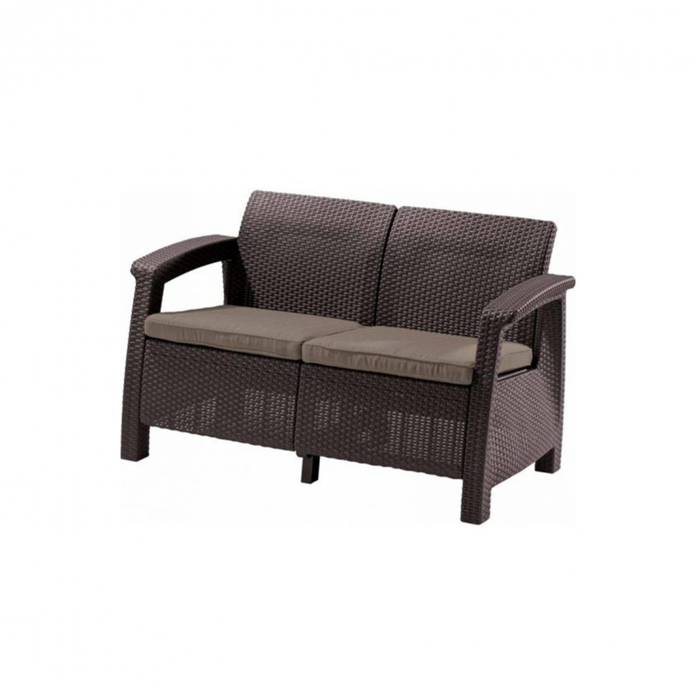 Corfu love seat, barna színben, meleg taupe párnával BAUplaza Kft.