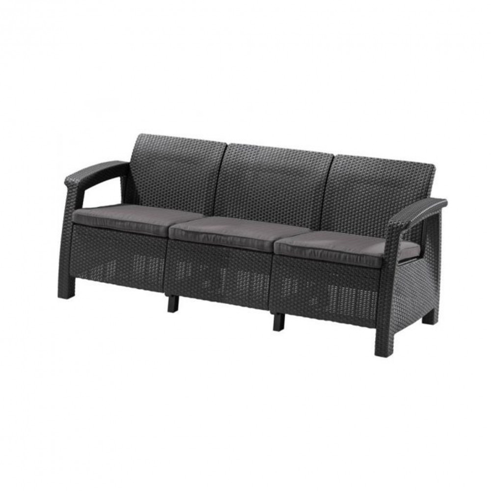 Corfu love seat max kanapé, grafit színben, világos szürke párnával BAUplaza Kft.