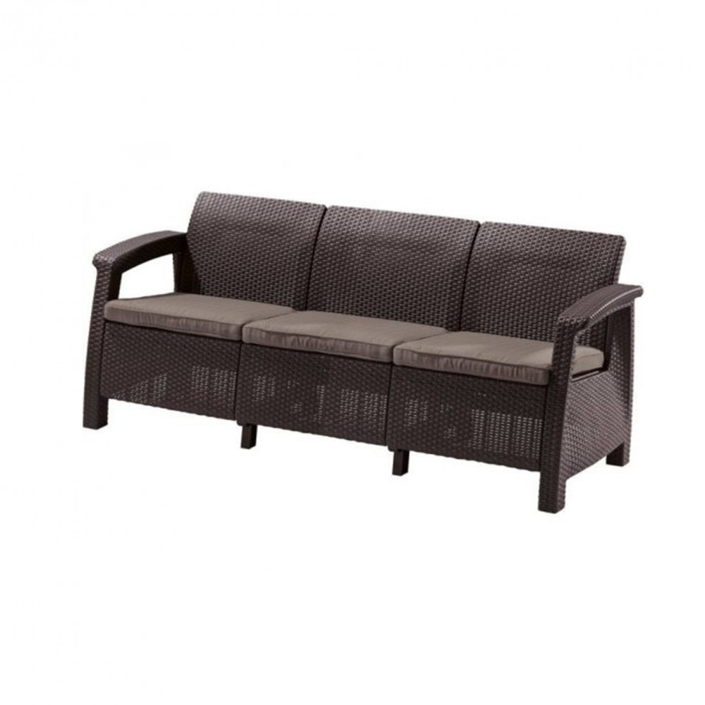 Corfu love seat max kanapé, barna színben, meleg taupe párnával BAUplaza Kft.