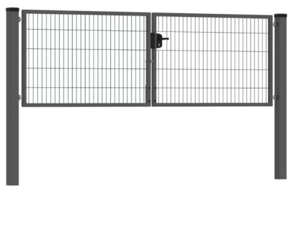 ECO  Kétszárnyú bejárati kapu, szűrke, RAL7016, 100x300cm, táblás betéttel.