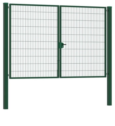 ECO  Kétszárnyú bejárati kapu, zöld, RAL6005, 200x300cm, táblás betéttel.